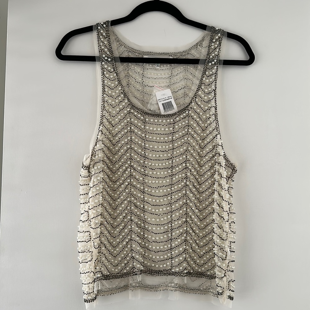 NWT PEARL Endless Rose Beaded Tank SZ M